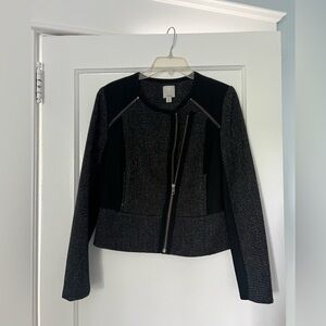 Halogen Black Textured Zip-Front Blazer
